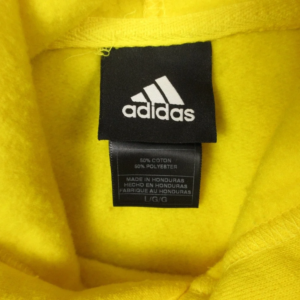 Michigan Wolverines Sweater Mens Large Yellow Hoodie Sweatshirt Adidas Fleece